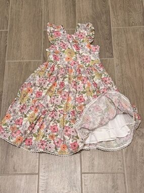 Rare Editions Pink Orange Yellow Floral Dress Fabric